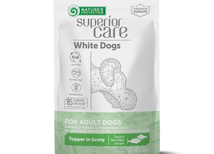 Mokra hrana za bele pse – tuna in brancin